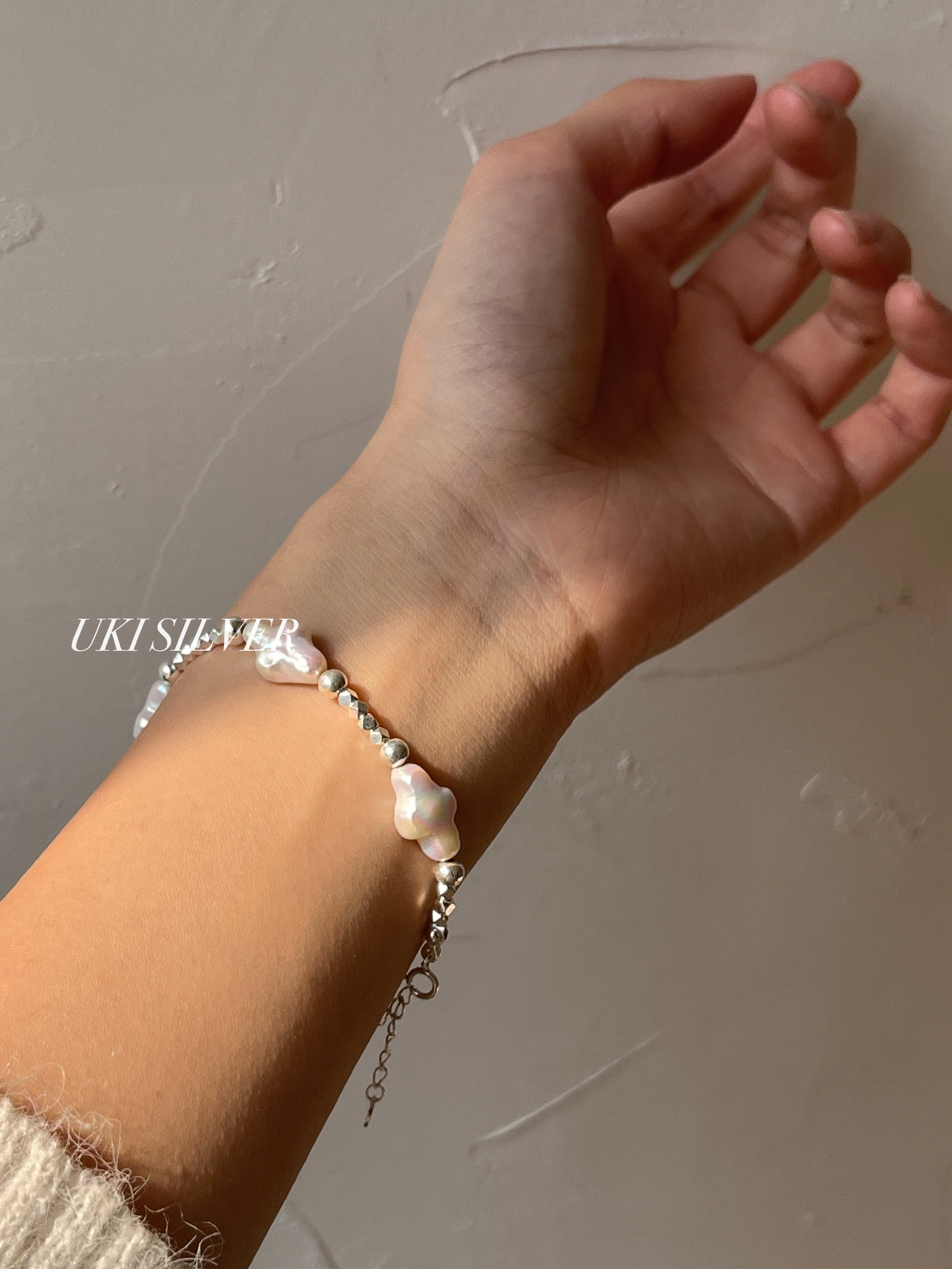 S925 Full Body Sterling Silver Baroque Pearl Bracelet Silver Lace Silver Jewelry details Picture