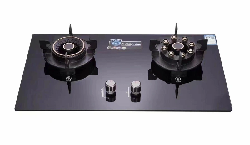 China Billion Clamshell Glass Surface Double Stove Nine Gun Two-Tone Gas Stove