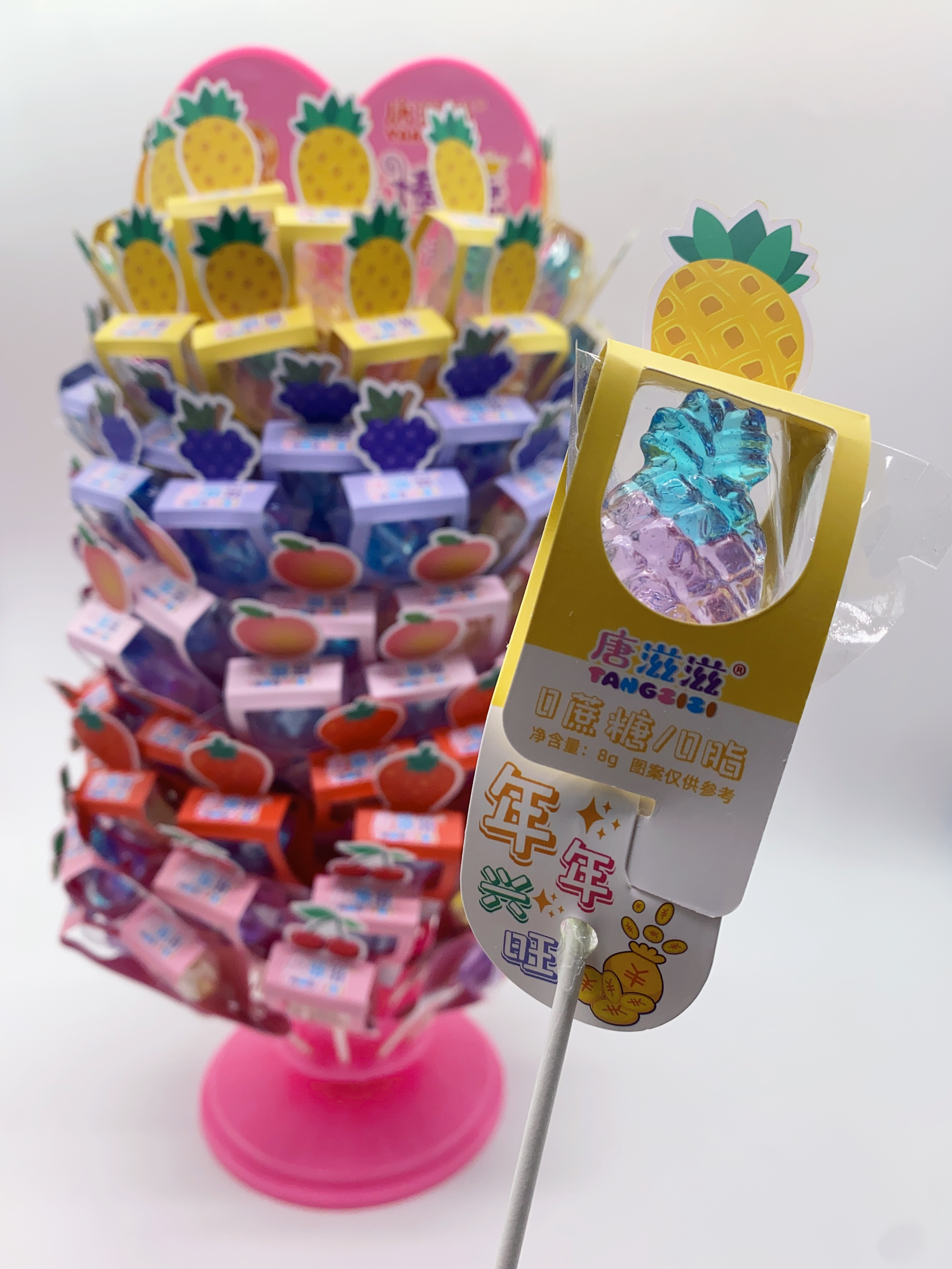 唐滋滋0蔗糖0脂棒棒糖8g水果图案糖果彩盒装小店超市零售详情3