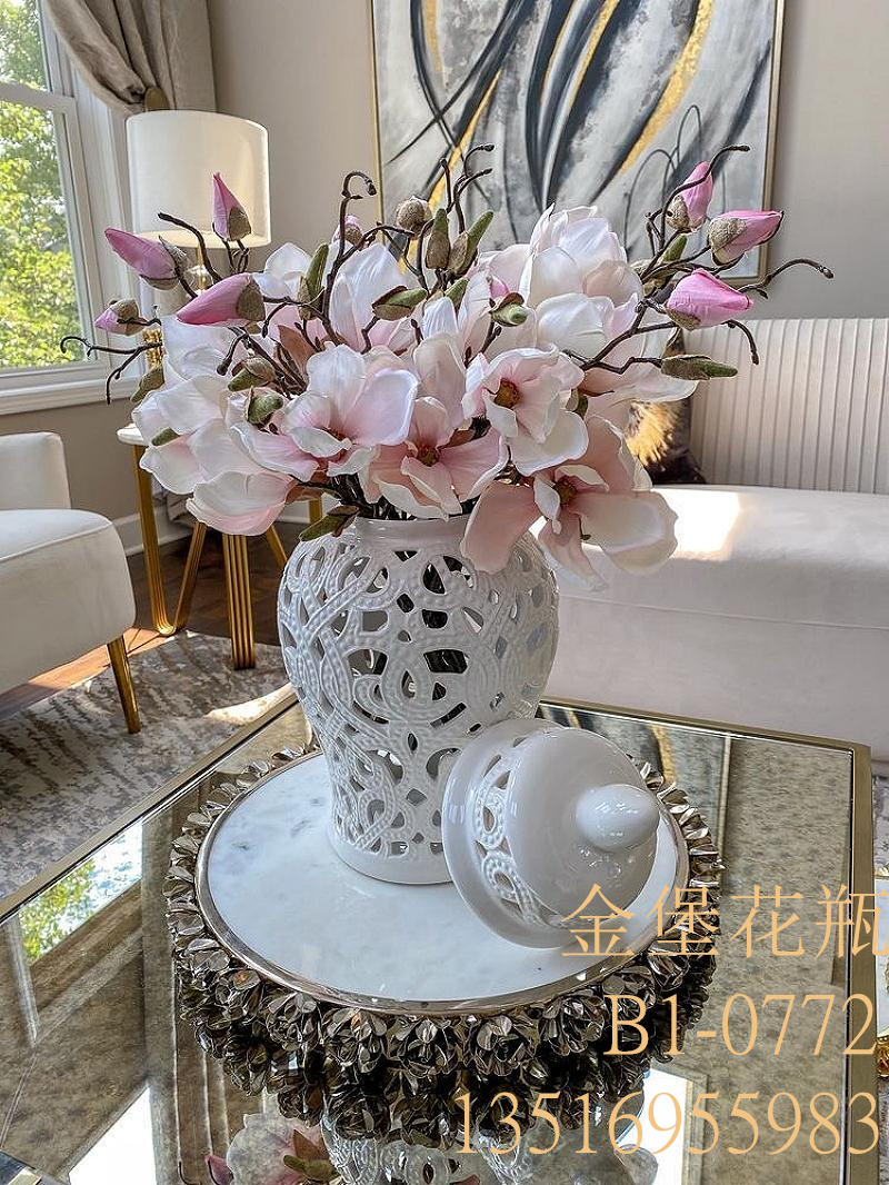 Ceramic electroplated gold fringe General jar home decoration General bottle crafts decoration soft entryway decoration vase Golden Castle vase Specification drawing