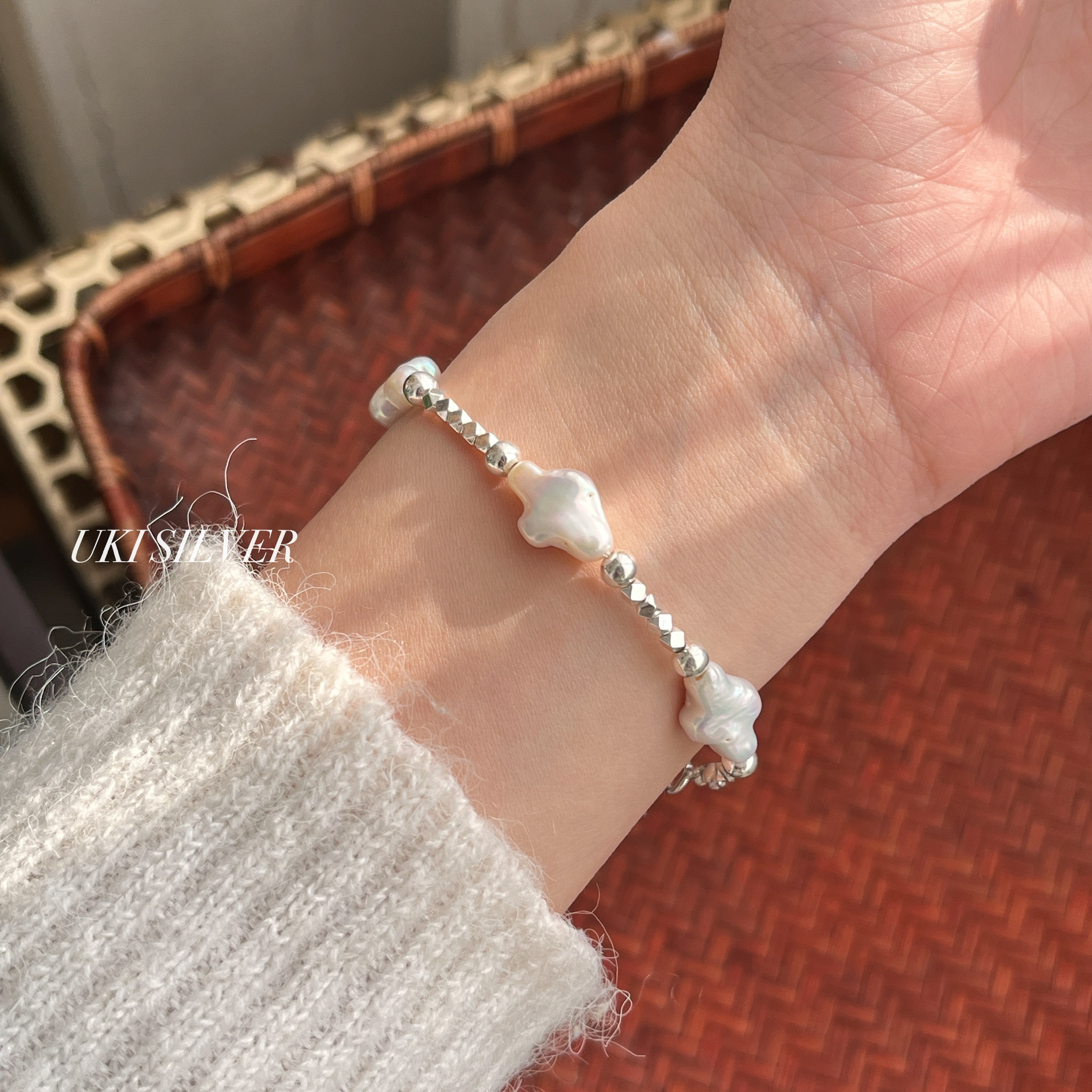 S925 Full Body Sterling Silver Baroque Pearl Bracelet Silver Lace Silver Jewelry Application Scenario