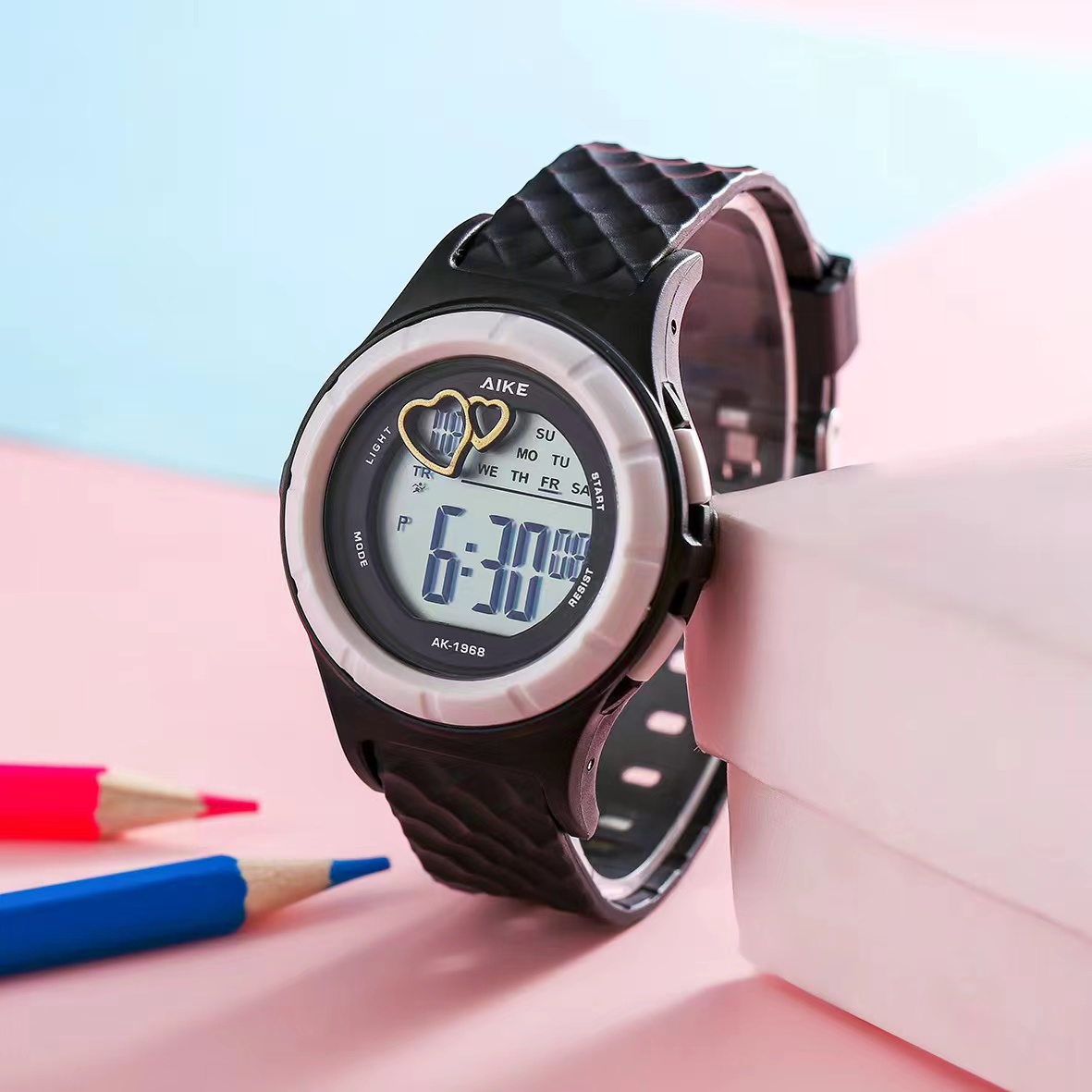 ins风手表男女学生韩版小学初中生电子表闹钟防水初高中生男女电子表详情3