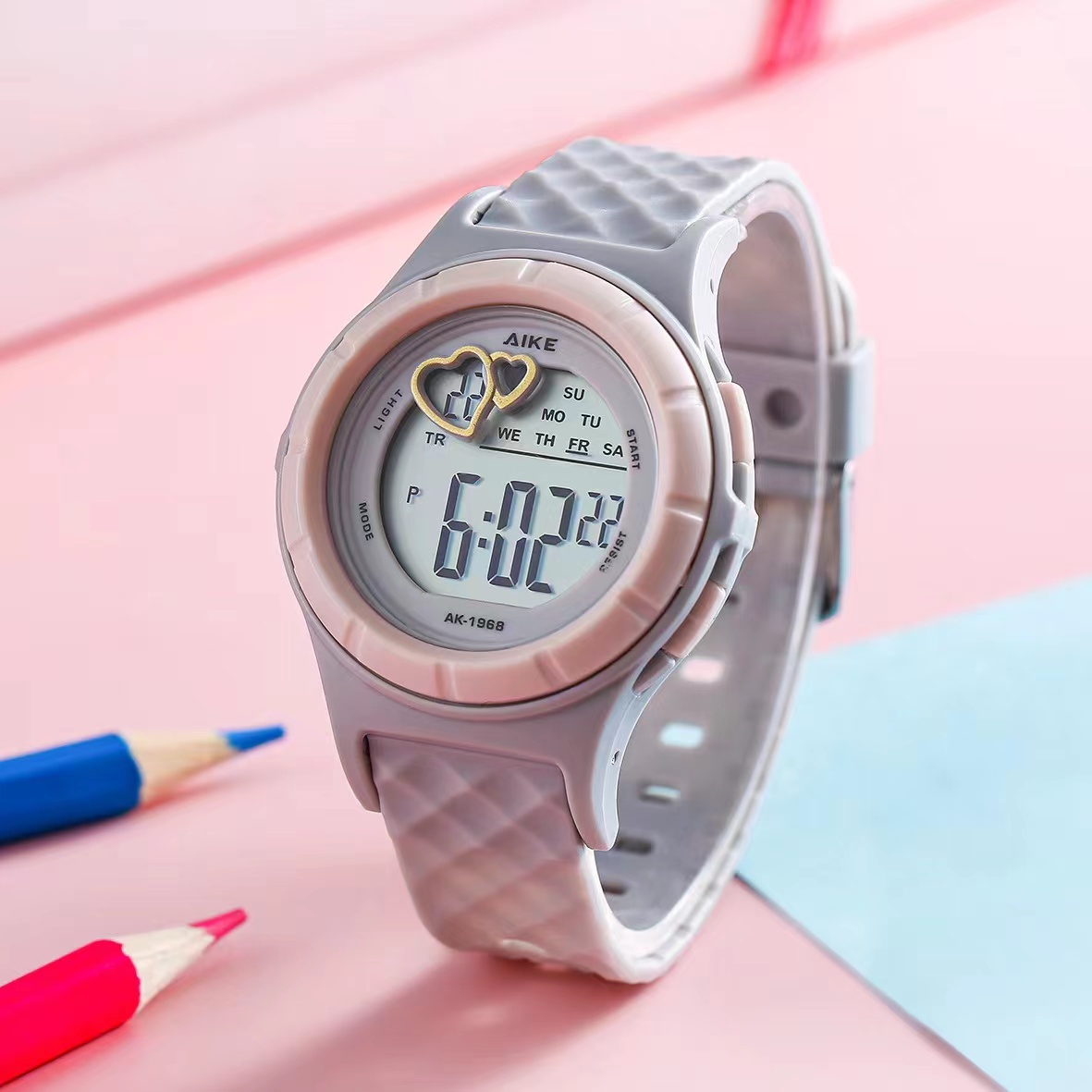 ins风手表男女学生韩版小学初中生电子表闹钟防水初高中生男女电子表详情5