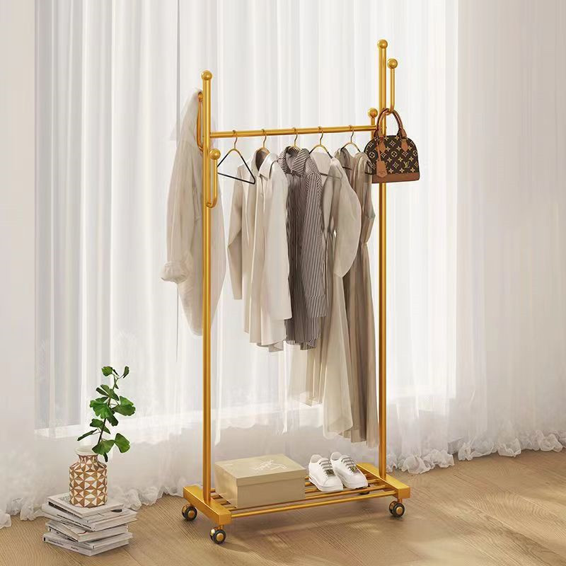 衣帽架带轮可移动落地卧室挂衣架家用简易客厅多功能收纳衣服架子