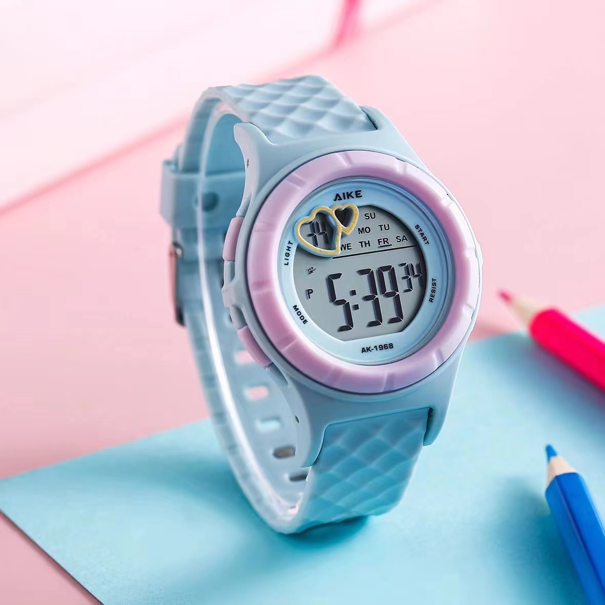 ins风手表男女学生韩版小学初中生电子表闹钟防水初高中生男女电子表详情4
