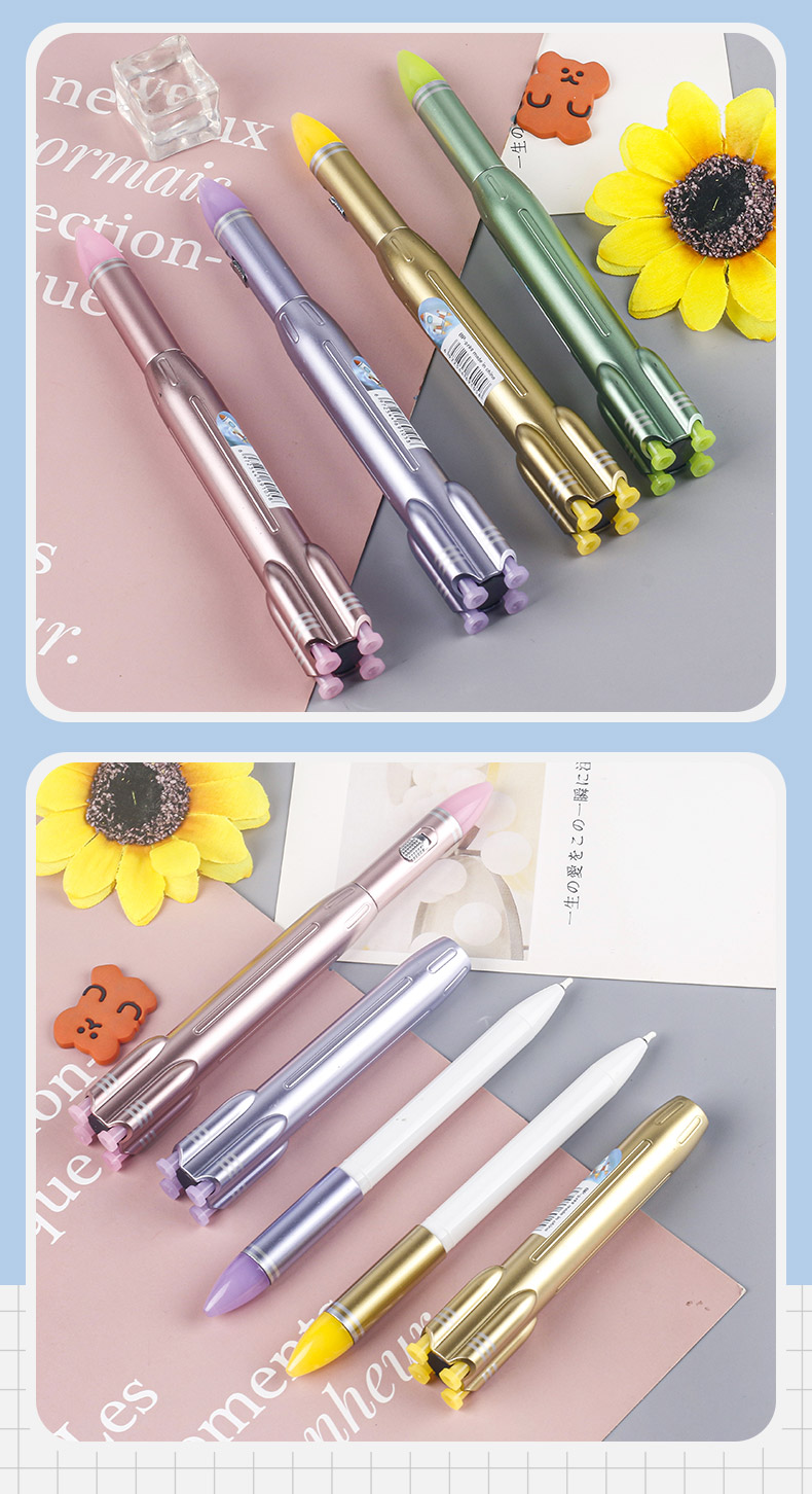 创意造型火箭学生写字中性笔笔头灯光趣味个性文具办公学习写字笔详情7