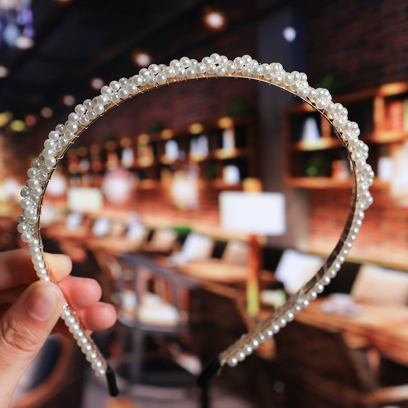 FLY1871 Korean version of the internet-famous handcrafted hair accessory, simple and versatile, facial wash headband, bow pearl headband, wedding bridesmaid headwear pic 2