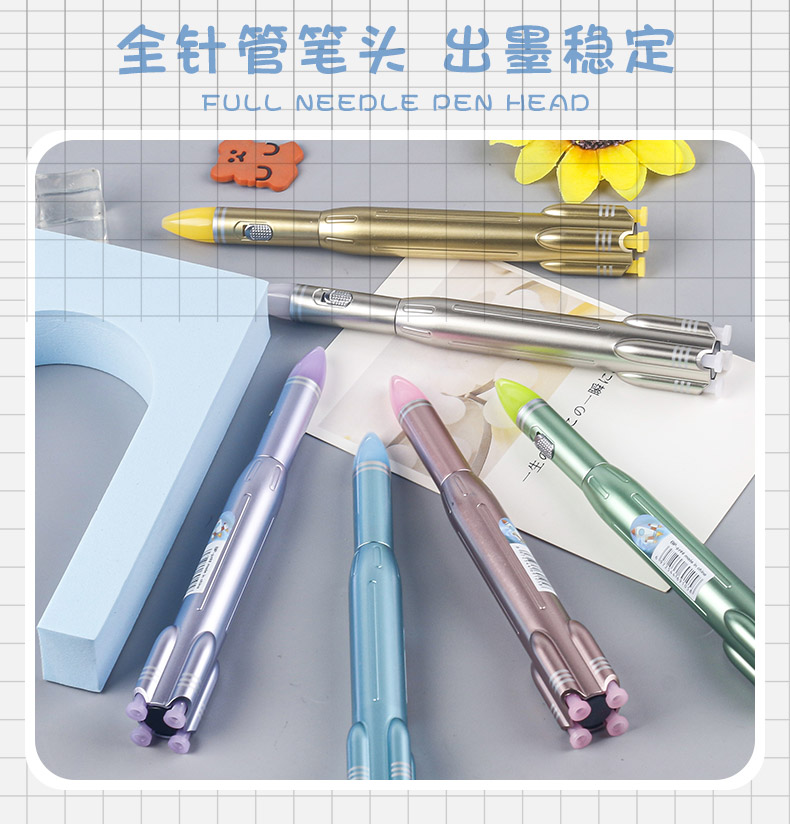 创意造型火箭学生写字中性笔笔头灯光趣味个性文具办公学习写字笔详情4