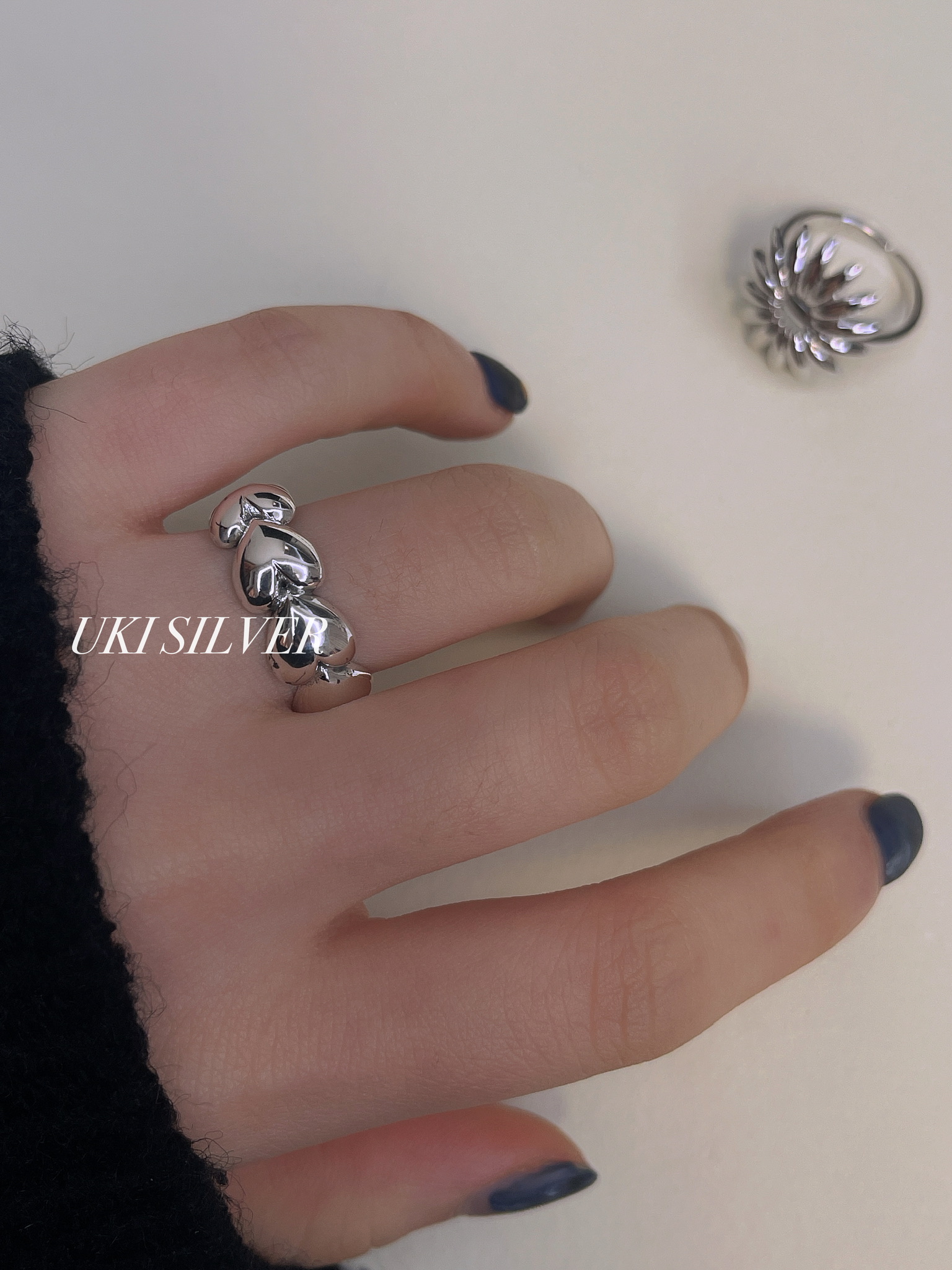S925 Full Body Sterling Silver Love Open Ring Silver Tie Silver Jewelry Specification drawing