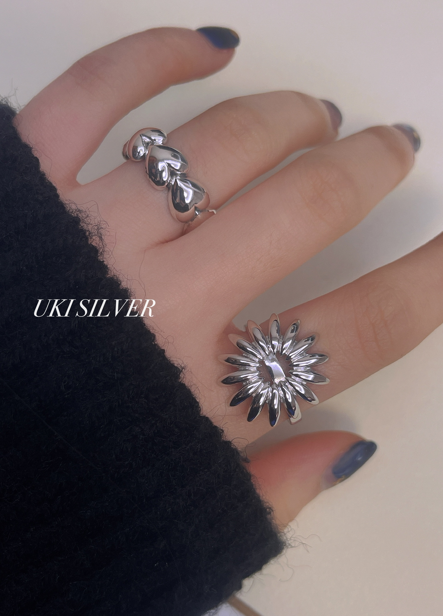 S925 Full Body Sterling Silver Love Open Ring Silver Tie Silver Jewelry details Picture