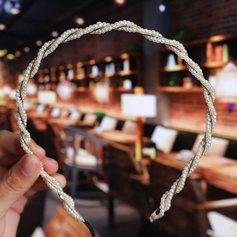 FLY1871 Korean version of the internet-famous handcrafted hair accessory, simple and versatile, facial wash headband, bow pearl headband, wedding bridesmaid headwear pic 5