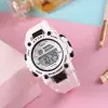 White haze blue student watch for men and women, ins style, high appearance level alarm clock, waterproof sports multi-functional electronic watch for junior and senior high school Item Picture