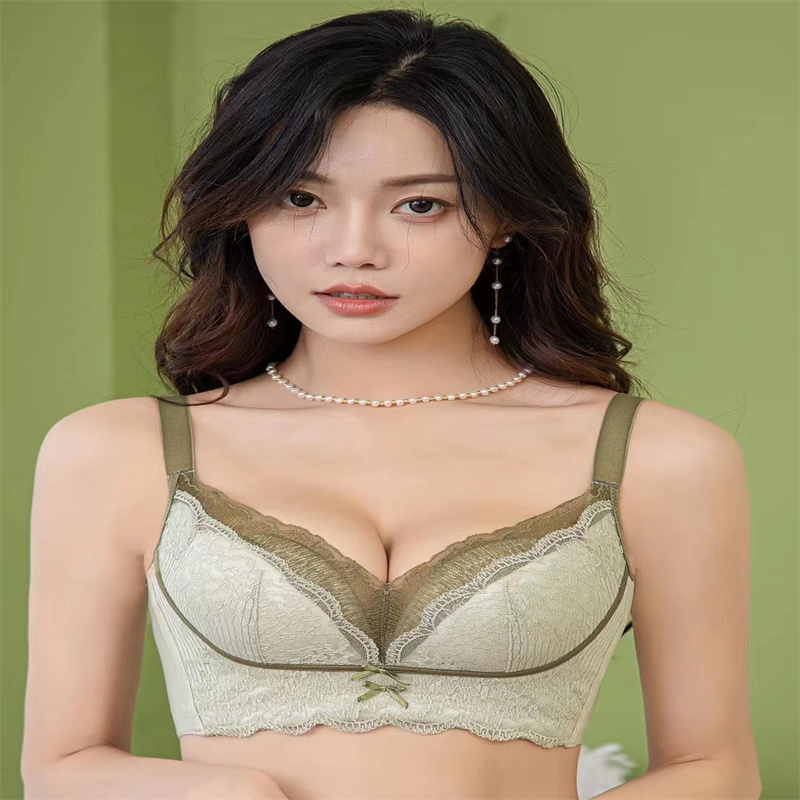 2023 Elegant Lace Mesh Bra Women's Comfortable Underwire Underwear Push-Up Adjustable Bra details Picture