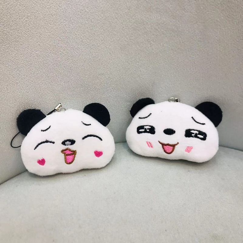 Plush toy pendants, cartoon panda head dolls, couple boys and girls schoolbag hanging accessories, wedding scattering small gifts pic 2