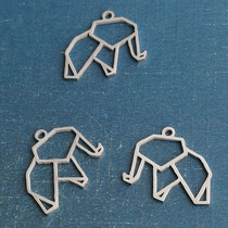 Stainless steel laser cut simple cute hollow geometry animal pet elephant small pendant accessories
