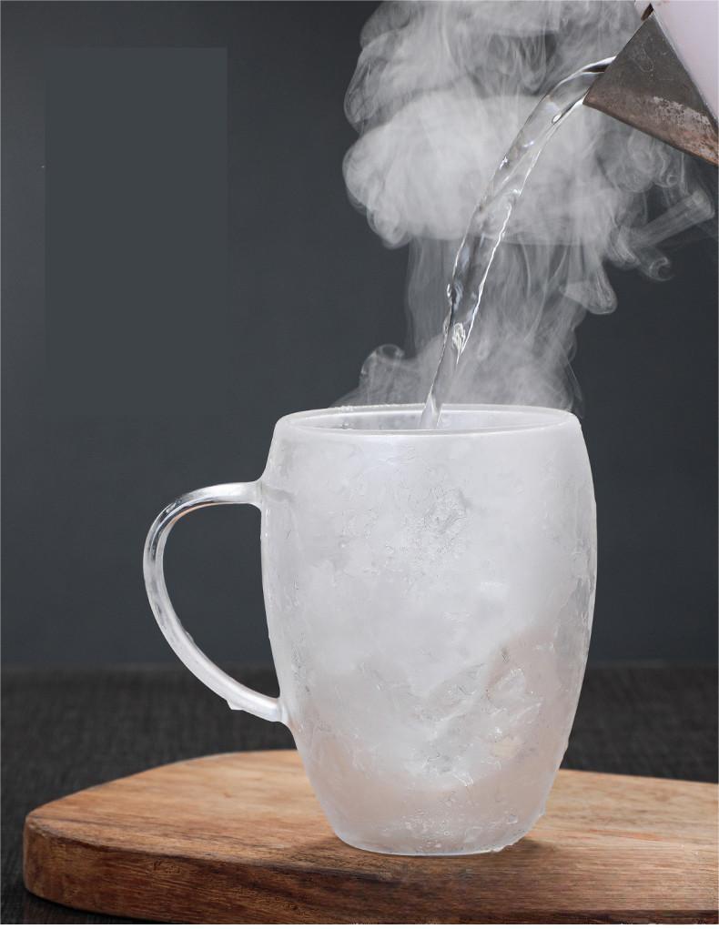 带把手双层透明玻璃咖啡杯 简约隔热牛奶早餐杯 高硼硅玻璃泡茶杯详情7