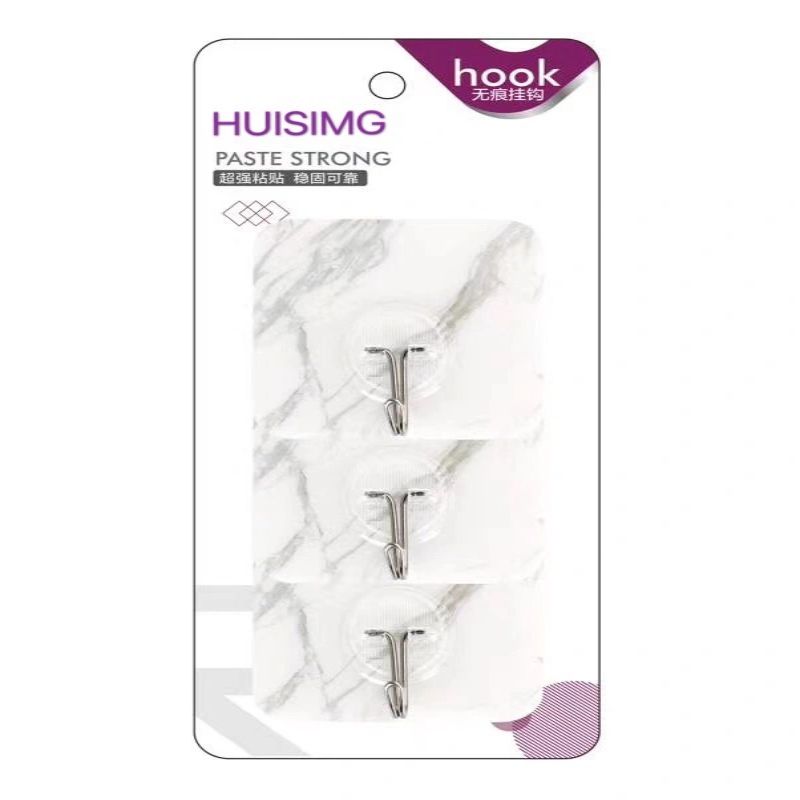 Manufacturers Wholesale Transparent Seamless Perforation-Free Waterproof Wall Paste Bathroom Strong Adhesive Hook Kitchen Wall Adhesive Hook Item Picture