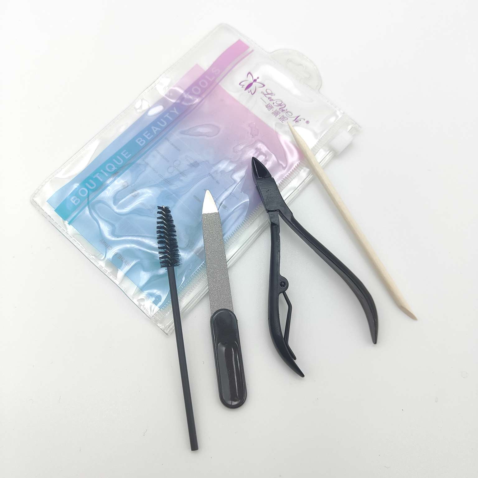 AMN-PC032# 4-piece Nail Art Kit Eyelash brush nail file wood tag Exfoliating scissors 26414 Sendri Makeup kit