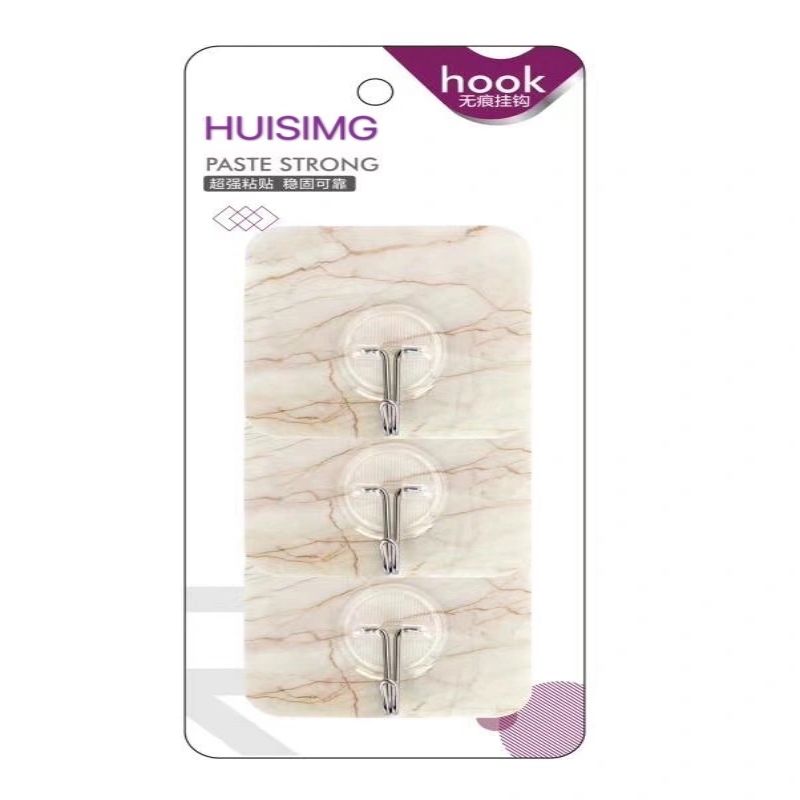 Manufacturers Wholesale Transparent Seamless Perforation-Free Waterproof Wall Paste Bathroom Strong Adhesive Hook Kitchen Wall Adhesive Hook Application Scenario