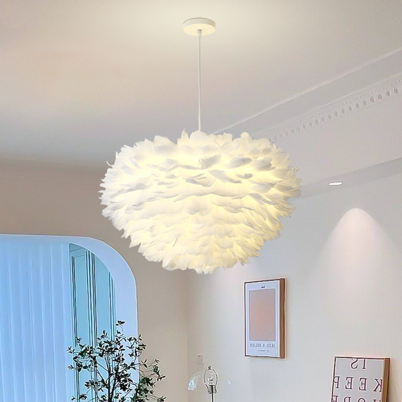 Cream Wind Bedroom Feather Chandelier Modern Master Bedroom Light Room Light ins Feather Light Princess homeowner light thumbnail