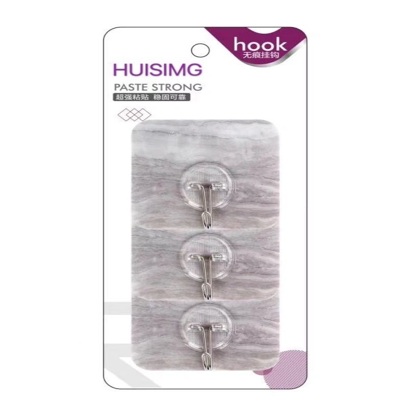 Manufacturers Wholesale Transparent Seamless Perforation-Free Waterproof Wall Paste Bathroom Strong Adhesive Hook Kitchen Wall Adhesive Hook details Picture