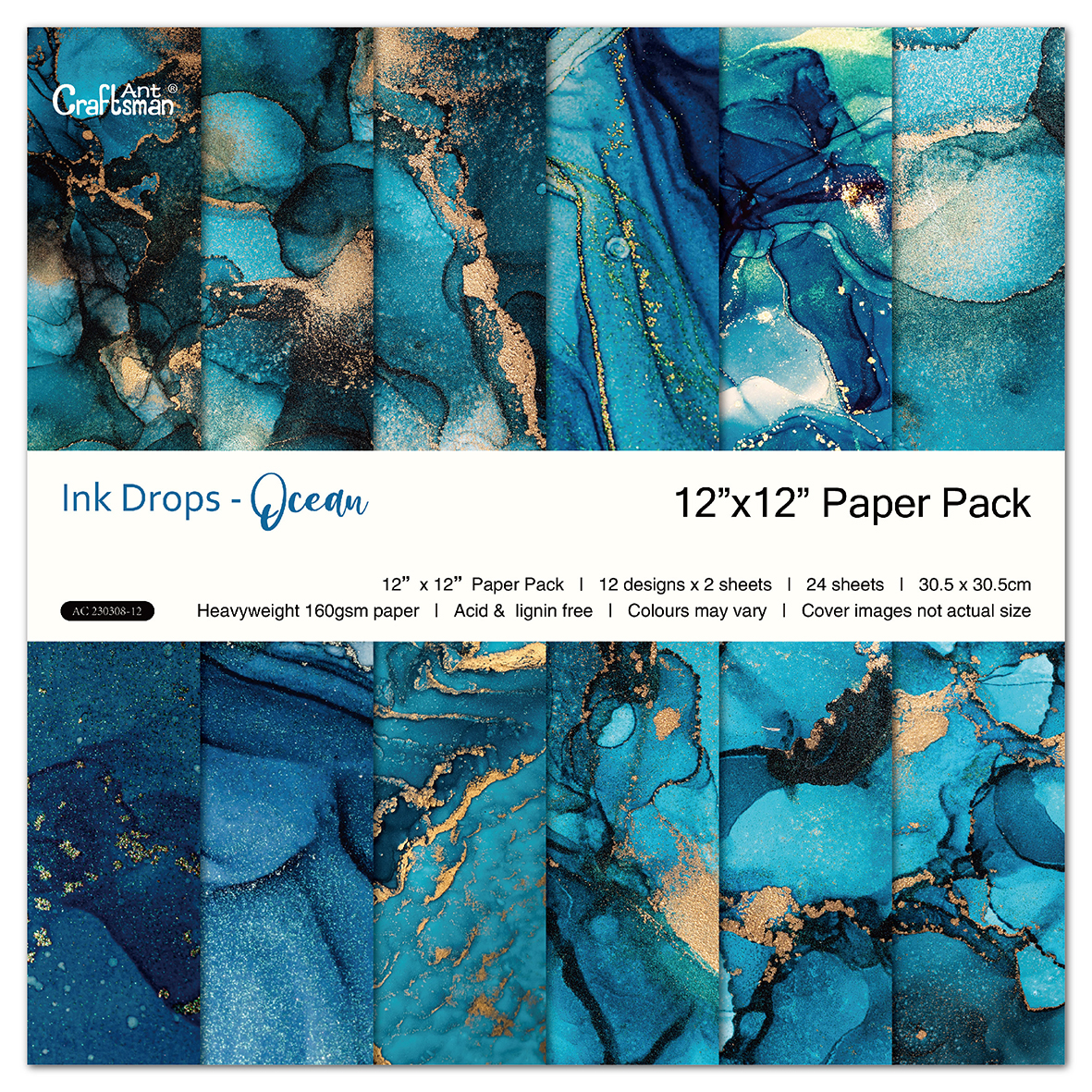DIY handcrafted Scrapbook material: 12-inch pattern paper background paper (Ink - Ocean), 24 sheets AC230308 details Picture