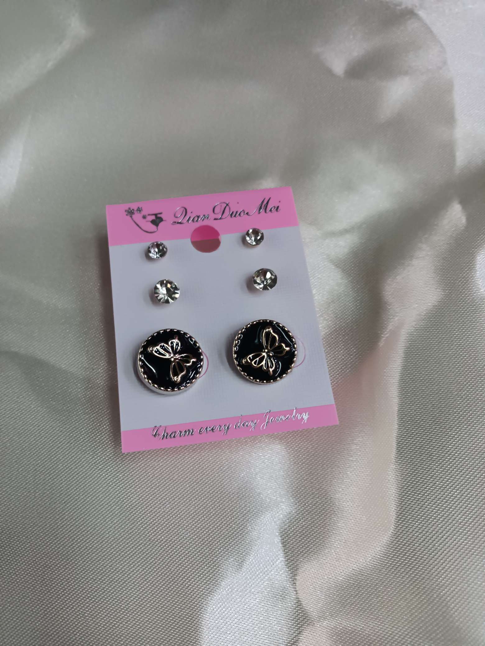 Three Pairs Of Stud Earrings, Delicate Little Butterflies details Picture