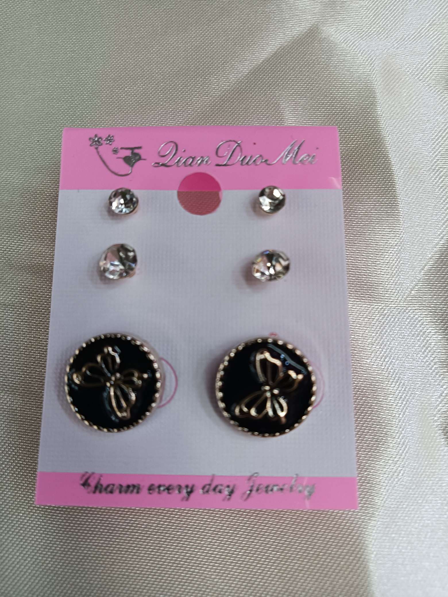 Three Pairs Of Stud Earrings, Delicate Little Butterflies Specification drawing