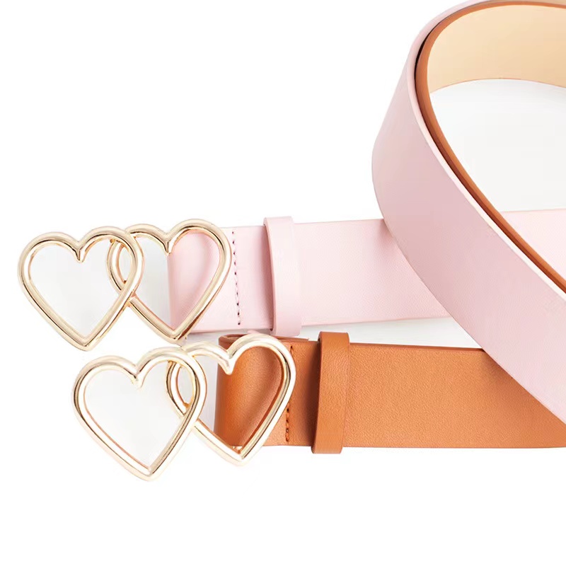 Heart-shaped belt, women's heart decoration, sweater, shirt, suit dress, trench coat, overcoat, denim pants, belt, pink full figure