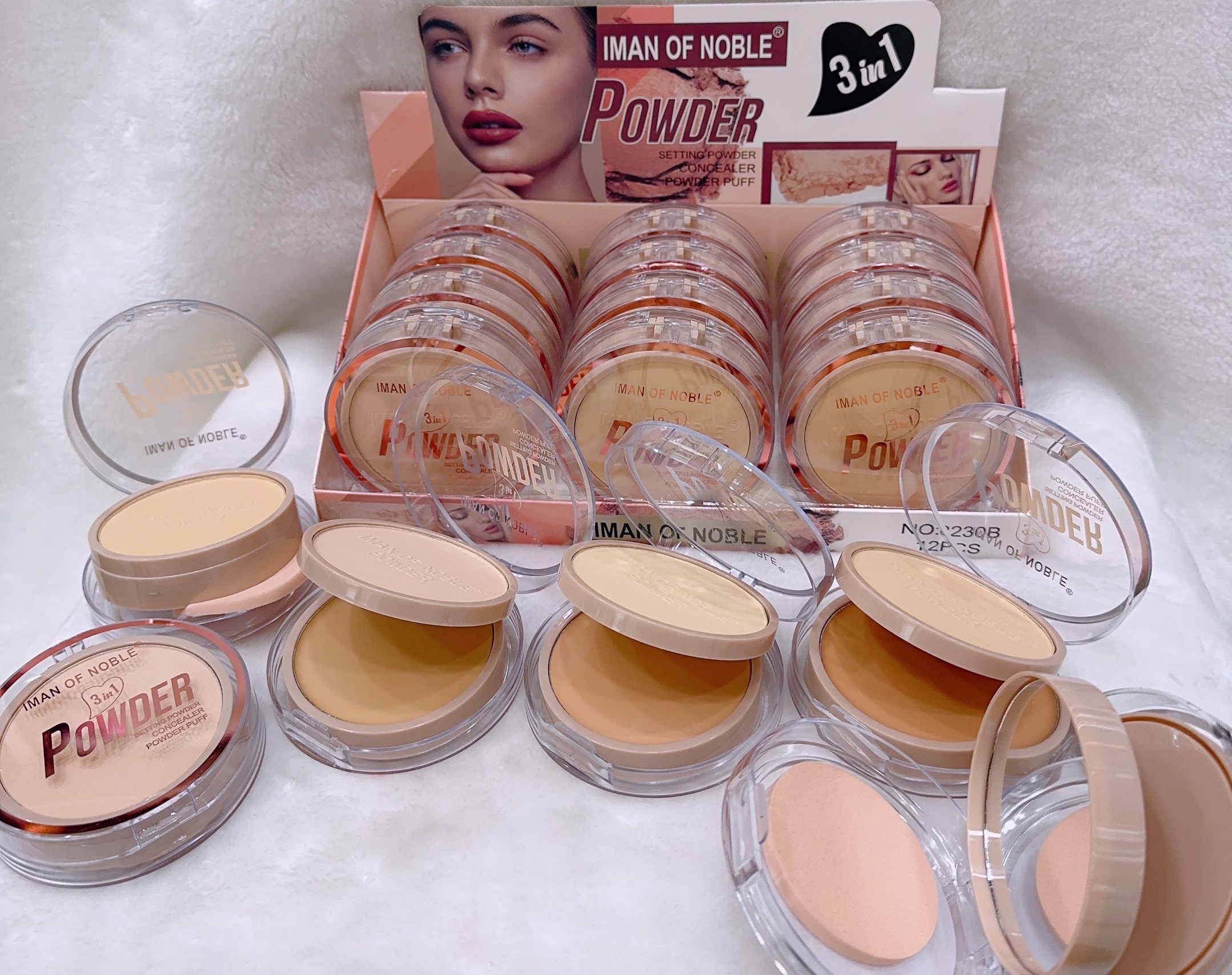 IMAN OF NOBLE brand cross-border 2023 new three-layer powder concealer + powder mirror full figure