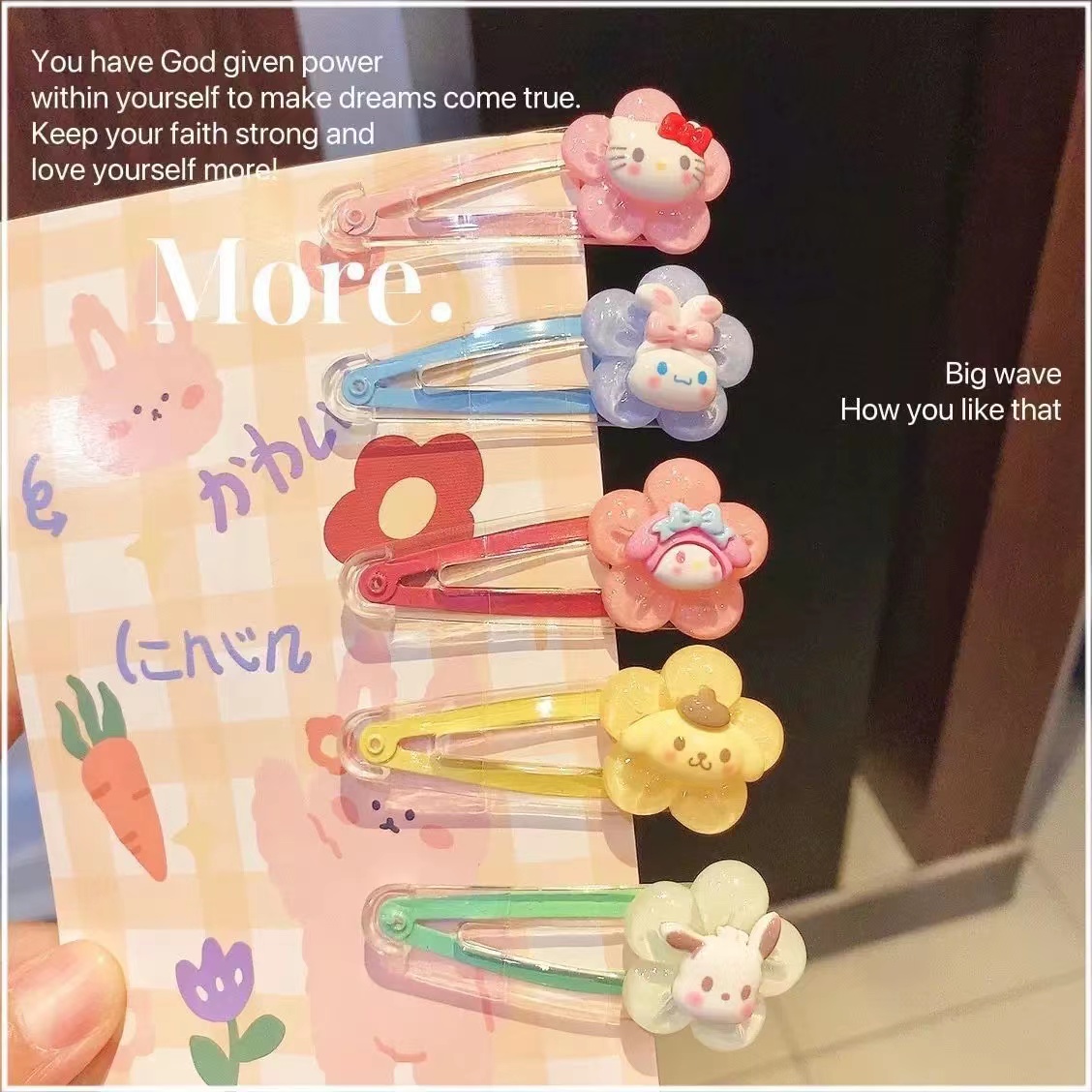 新款三丽鸥花朵透明bb夹玉桂狗库洛米卡通发夹学生少女心刘海夹子详情1