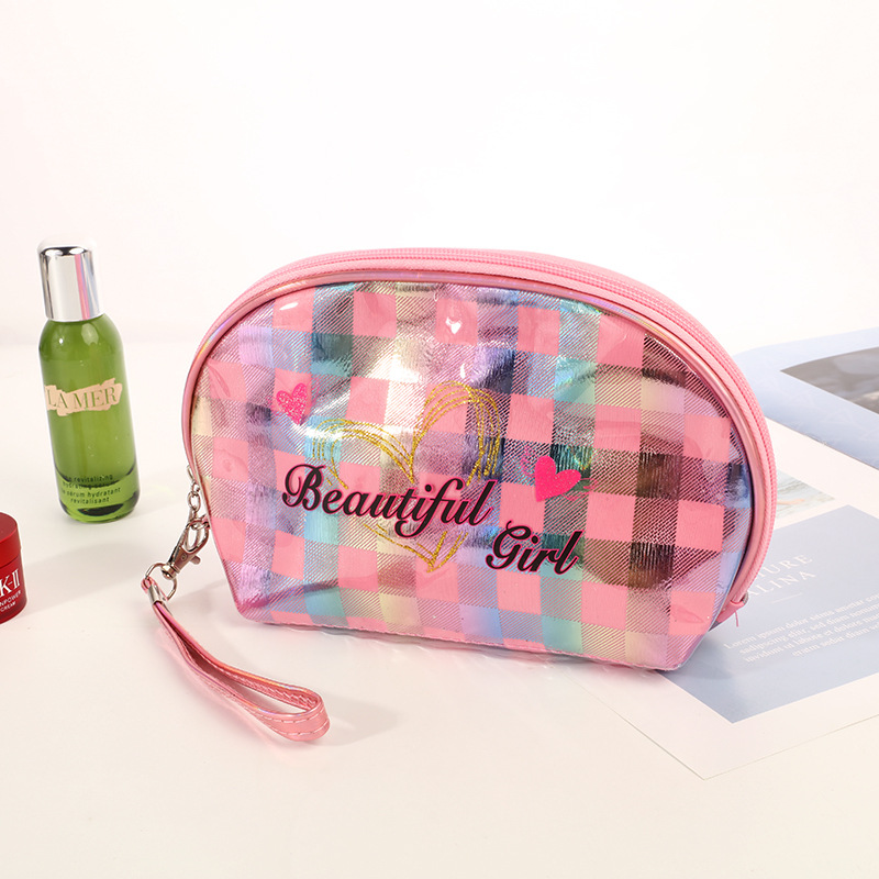 Laser Color Gradient Hot Gold Makeup Bag Storage Bag South Korea Large Capacity Portable Portable Women's Toiletry Bag Women's Bag Hold Bag Toiletry Makeup Bag Pvc Cosmetic Bag Gradient Leather Pattern Cosmetics Storage Bag Creative Bag Item Picture