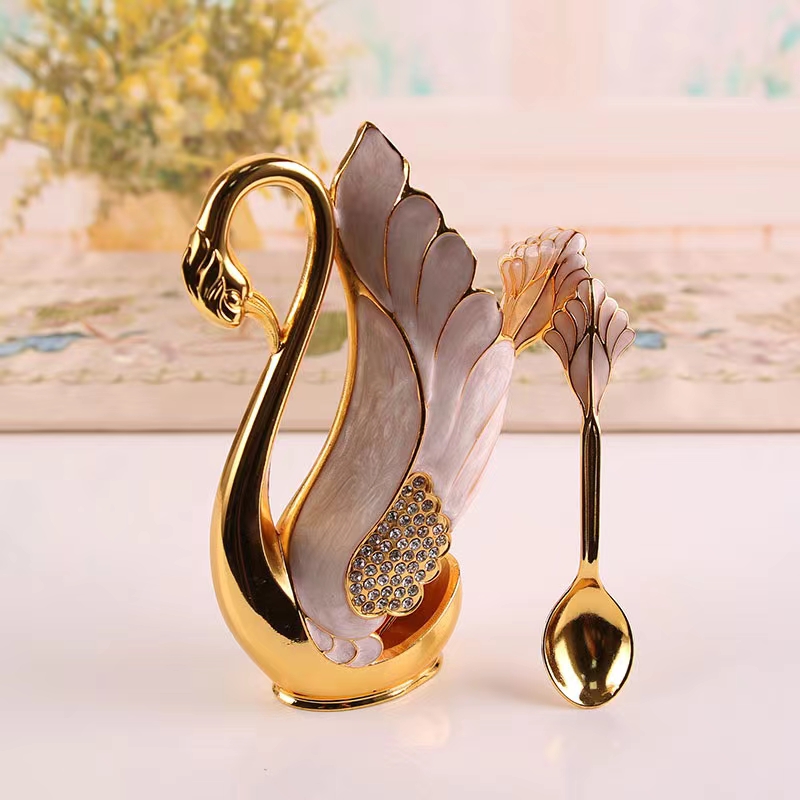 European Swan Spoon Seat Coffee Spoon Small Fork Zinc Alloy Material Set Products Item Picture