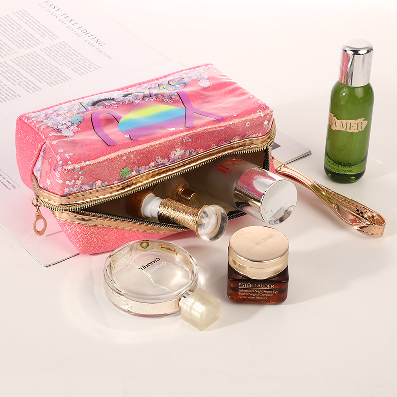 Pu Portable Large Capacity Toiletry Bag Fluorescent Glitit Makeup Bag Portable Cosmetic Storage Bag Trend Women's Bag Cross-Border Explosion Wholesale Makeup Bag Travel Portable Toiletries Storage Bag Waterproof Large Capacity Portable Storage Bag details Picture