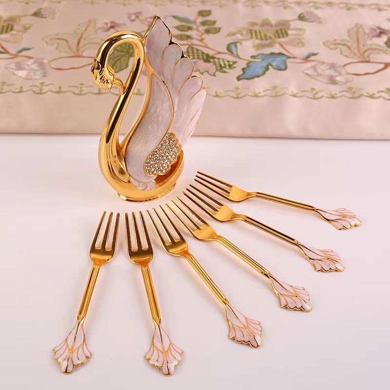 European Swan Spoon Seat Coffee Spoon Small Fork Zinc Alloy Material Set Products
