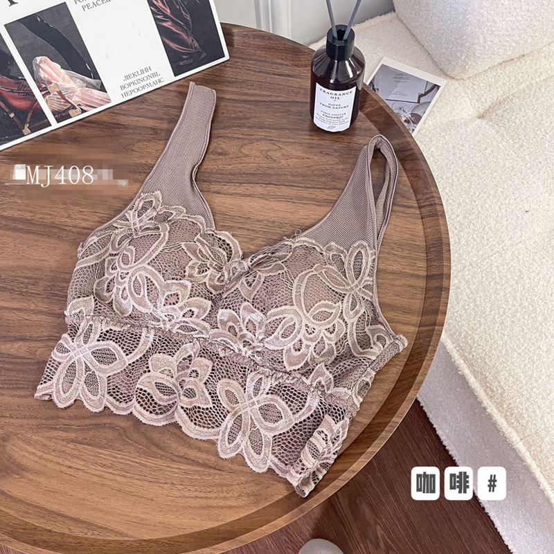 Dreamy red and pink, sexy and comfortable lace without steel rims, beautiful back halter vest, one-piece thin style with chest cushion pic 7