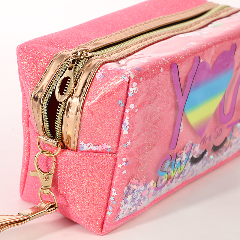 Pu Portable Large Capacity Toiletry Bag Fluorescent Glitit Makeup Bag Portable Cosmetic Storage Bag Trend Women's Bag Cross-Border Explosion Wholesale Makeup Bag Travel Portable Toiletries Storage Bag Waterproof Large Capacity Portable Storage Bag Application Scenario