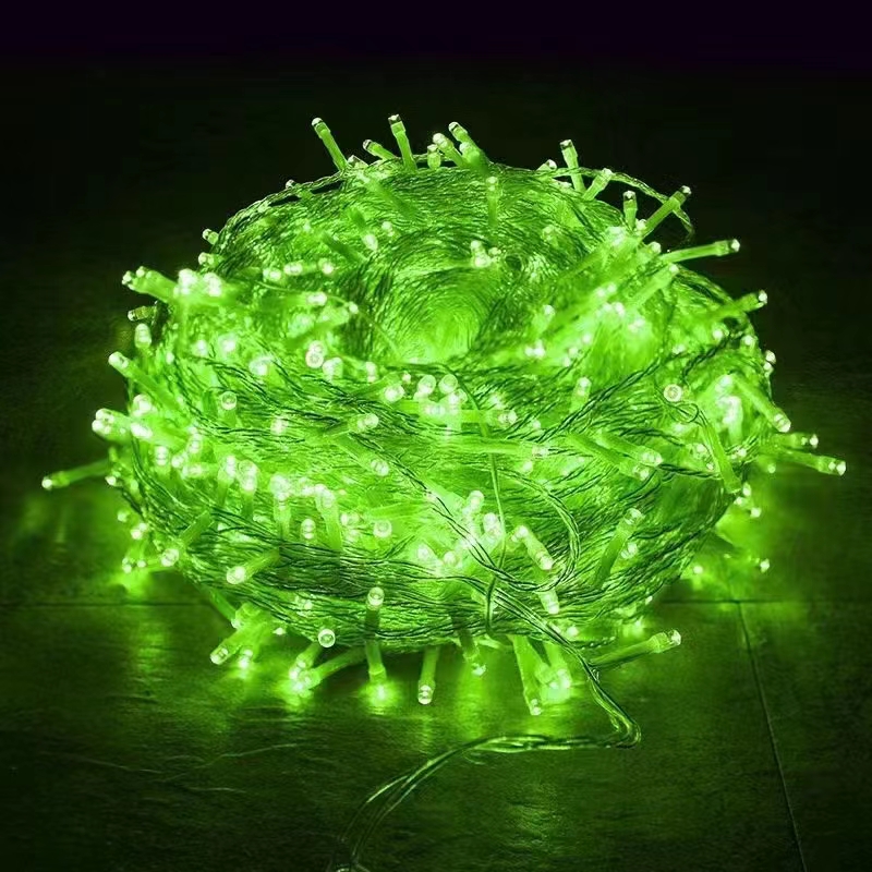 100Led Transparent Wire Light String, Green Light details Picture