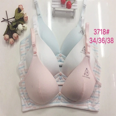 3718 Thin Cotton I-Back Breathable Growth Period Girl's Small Vest Without Sponge Pad Wrap Student Bra 2023