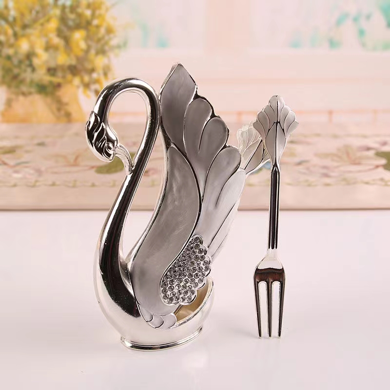 European Swan Spoon Seat Coffee Spoon Small Fork Zinc Alloy Material Set Products details Picture