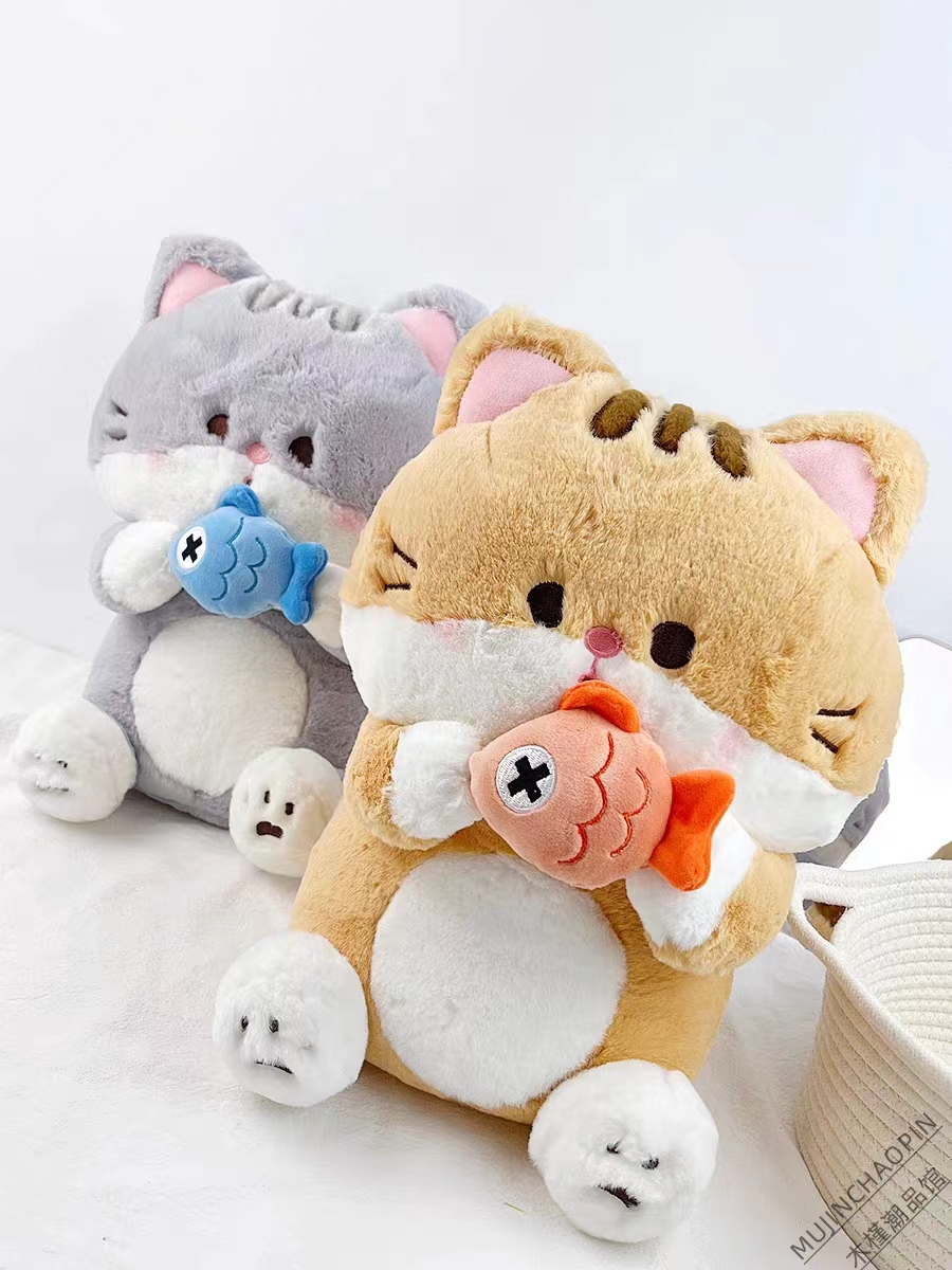 Kitten catch fish doll Cute cat plush toy electric doll cure doll birthday gift
