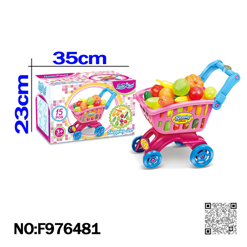 跨境外贸地摊商场批发 儿童过家家玩具水果蔬菜推车学校附近玩具儿童玩具车工厂直销