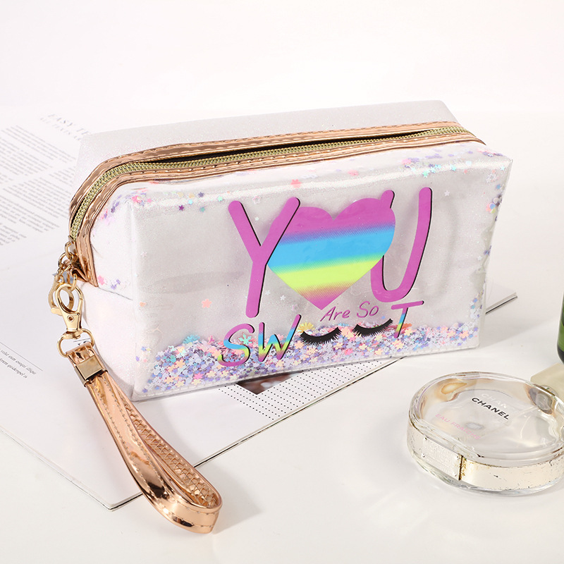 Pu Portable Large Capacity Toiletry Bag Fluorescent Glitit Makeup Bag Portable Cosmetic Storage Bag Trend Women's Bag Cross-Border Explosion Wholesale Makeup Bag Travel Portable Toiletries Storage Bag Waterproof Large Capacity Portable Storage Bag Item Picture