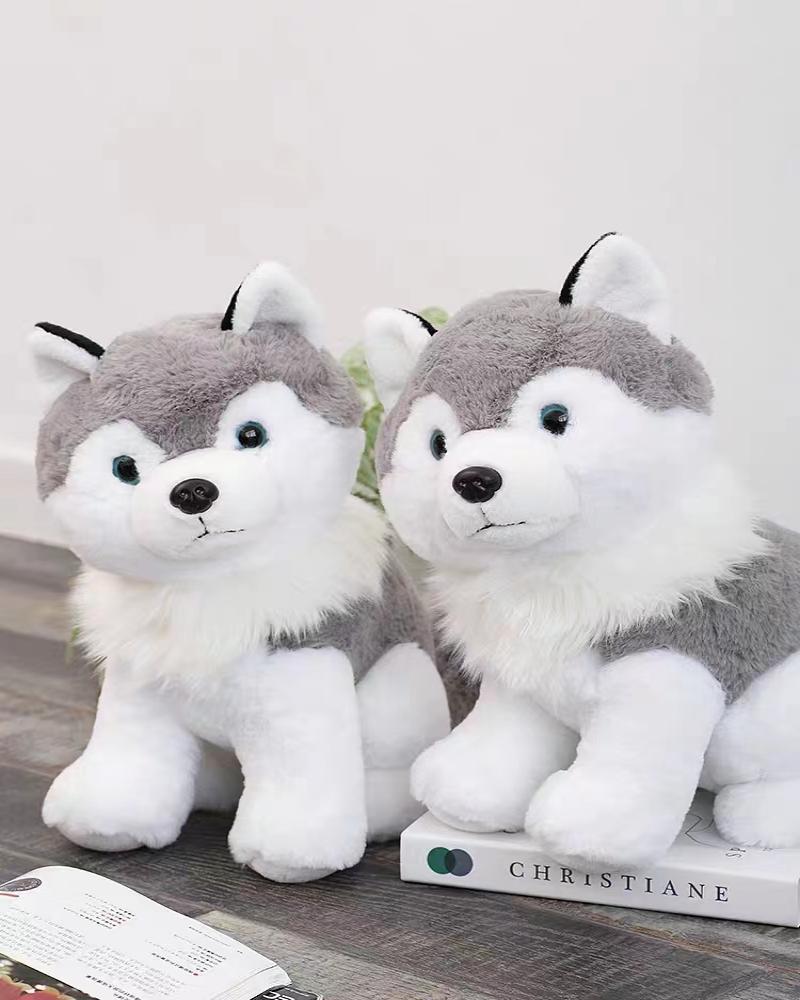 Shang Rong Fang Haxiao two plush toys long hair puppy doll creative two dog animal husky doll details Picture