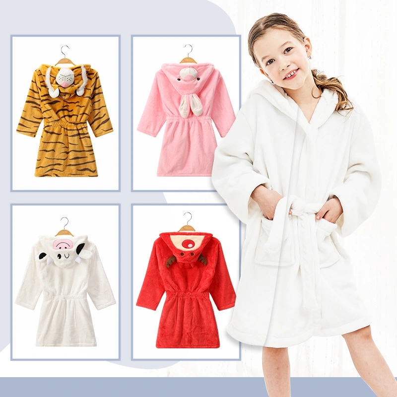 Flannel Children's Suction Bathrobe Nightgown Custom Cute Animal Shape Source