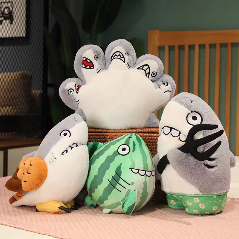Shark eagle shark fork doll spoof monster shark bee fish doll sand eagle melon plush toy throw pillow Bova birthday gift