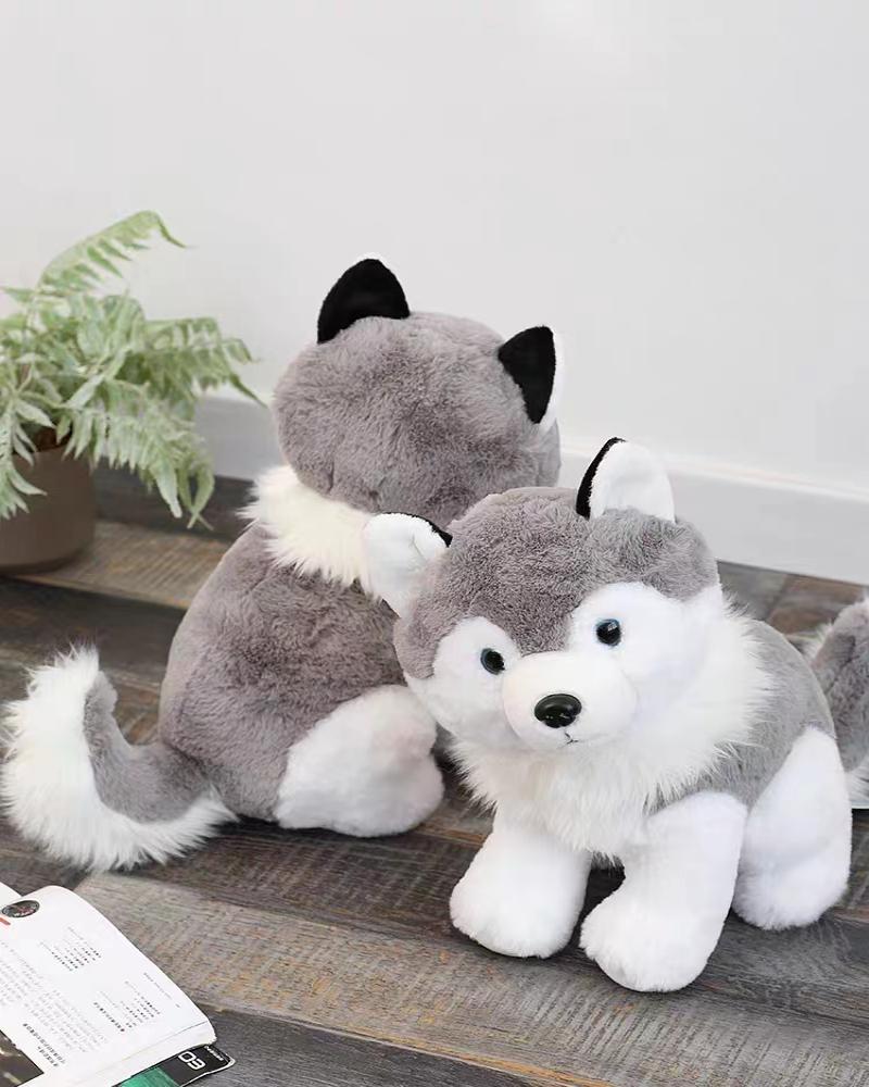 Shang Rong Fang Haxiao two plush toys long hair puppy doll creative two dog animal husky doll Specification drawing