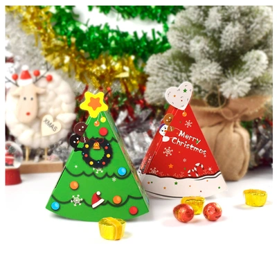 Red Christmas Tree Shape Candy Gift Packaging Box Creative Fashion New Christmas Eve Small Gift Spot Empty Box Diy