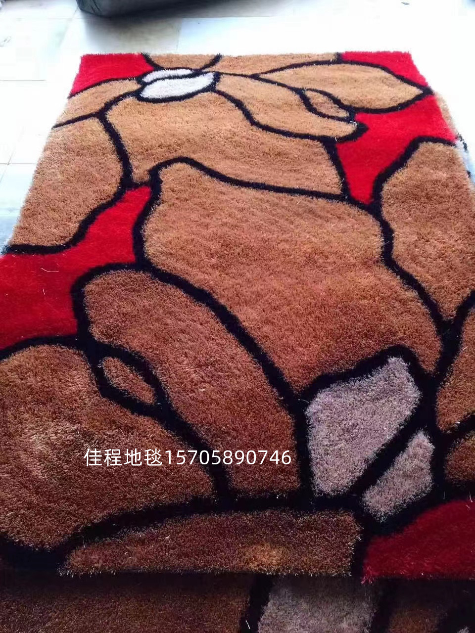 Classic Korean silk jacquard elastic silk carpet, elastic silk carpet, living room large carpet, floor mat, bedroom carpet, anti-slip carpet, bedside carpet, foot mat, 140*200CM Item Picture