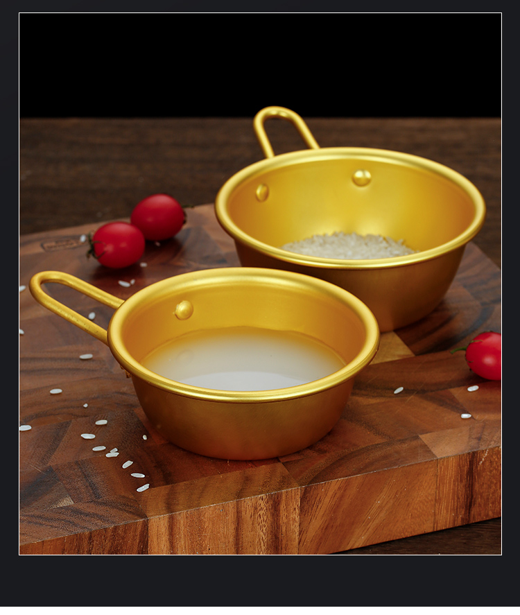 韩国料理店专用小黄碗带把手黄铝碗韩式米酒碗热凉酒碗韩剧同款 详情5